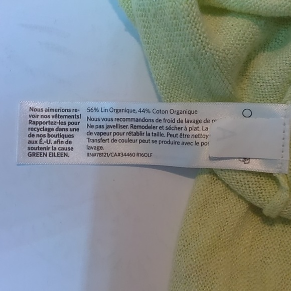 Eileen Fisher Women's Yellow Organic Linen/Cotton Blend Log Sleeve Crew Neck S - Picture 7 of 9